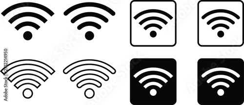Fotografía Wifi signal strength icons set black and white vector graphics for connectivity