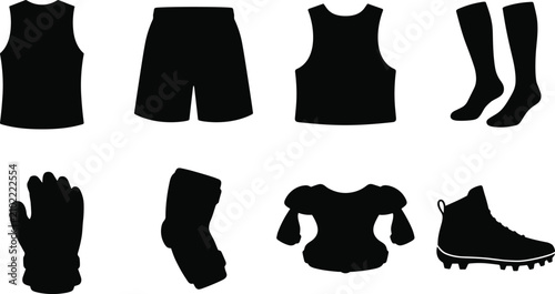 Photos Sports Apparel and Protective Equipment Silhouette Icon Set Featuring Jersey Sho