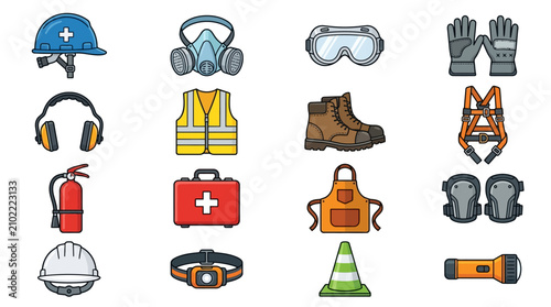 Foto Essential Safety Gear Icons Set.