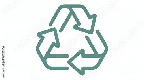 A flat vector recycle icon with smooth geometric lines, modern eco-friendly symbol, isolated on clean white background