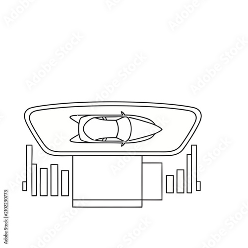 Top view of a bobsled on a track