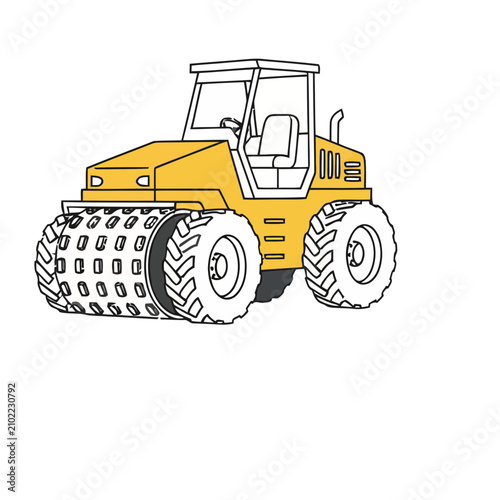 Yellow roller compactor illustration