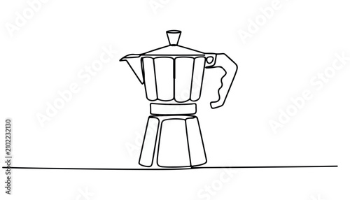 Foto One continuous line illustration of an Moka pot , isolated on white background