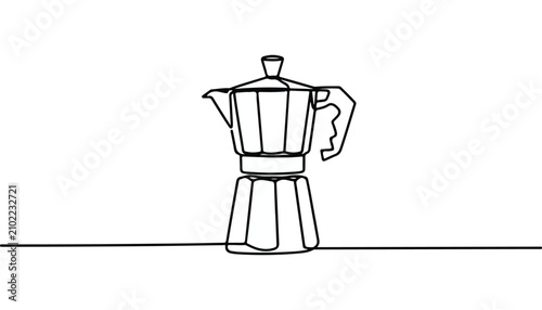 Canvas Print One continuous line illustration of an Moka pot , isolated on white background