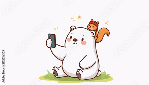 ai generative, bear taking selfies