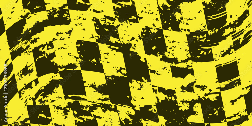 Obraz premium Abstract yellow and black grunge checkered flag background
