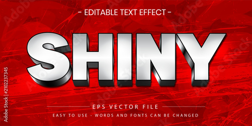 Shiny 3D Editable Text Effect With Metallic Chrome Letters On Red Grunge Background