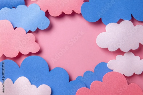 Soft Pastel Clouds and Waves Pattern in Pink Blue and White Tones seamless