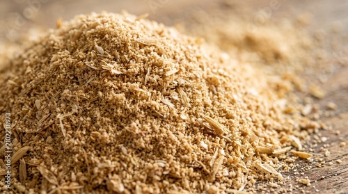 Fermented rice bran powder texture Concept of natural wellness