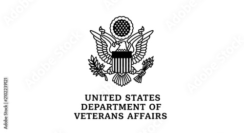 Fotografie Official emblem of the United States Department of Veterans Affairs, featuring the Great Seal of the United States, isolated on a white background