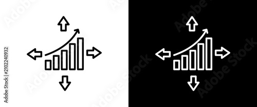 Expansion white and black icon set design