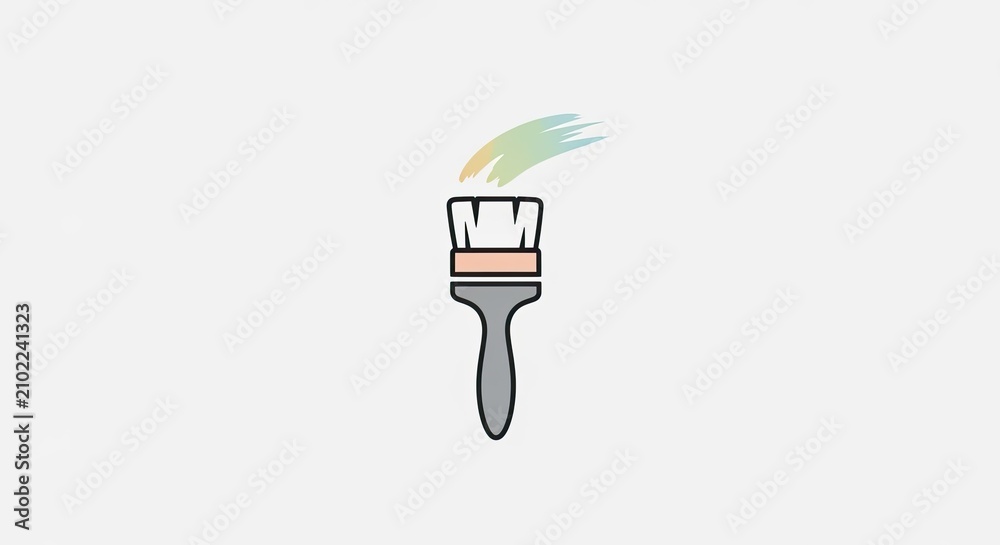 Obraz premium Paintbrush icon with colorful paint stroke