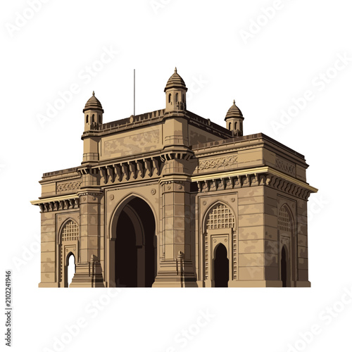 Gateway of India Mumbai Monument Landmark Flat Vector
