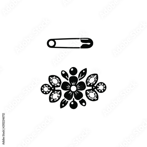 Obraz na plátne Jewel brooch silhouette, isolated on white background