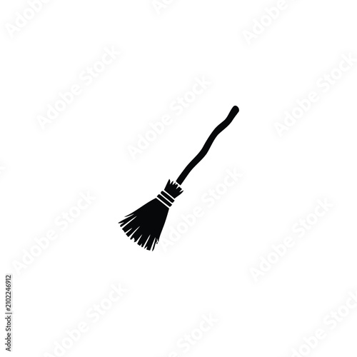 Winter broom silhouette, isolated on white background 