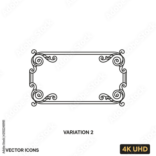Compact rectangular ornate frame with intricate corner scrollwork.