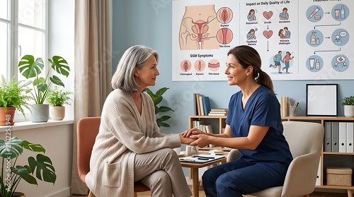 Female doctor supporting senior woman during medical consultation