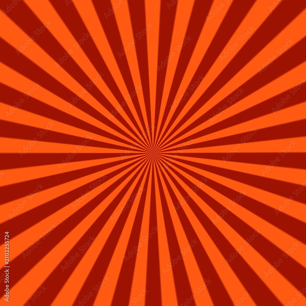 Fototapeta premium Orange Sunburst Rays Background Illustration – Retro Comic Manga Style Radial Burst Design
