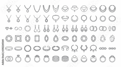 Fotografía Collection of Elegant Jewelry Icons and Symbols
