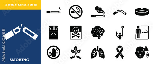 Cigarette icons symbolizing smoking addiction health risks and breaking the habit.