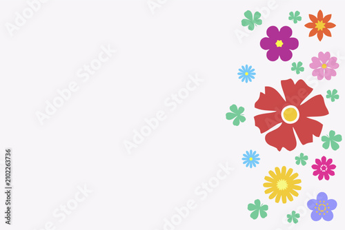 Colorful floral decoration vector on a blush pink background with copy space.