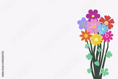 Colorful floral decoration vector on a blush pink background with copy space.