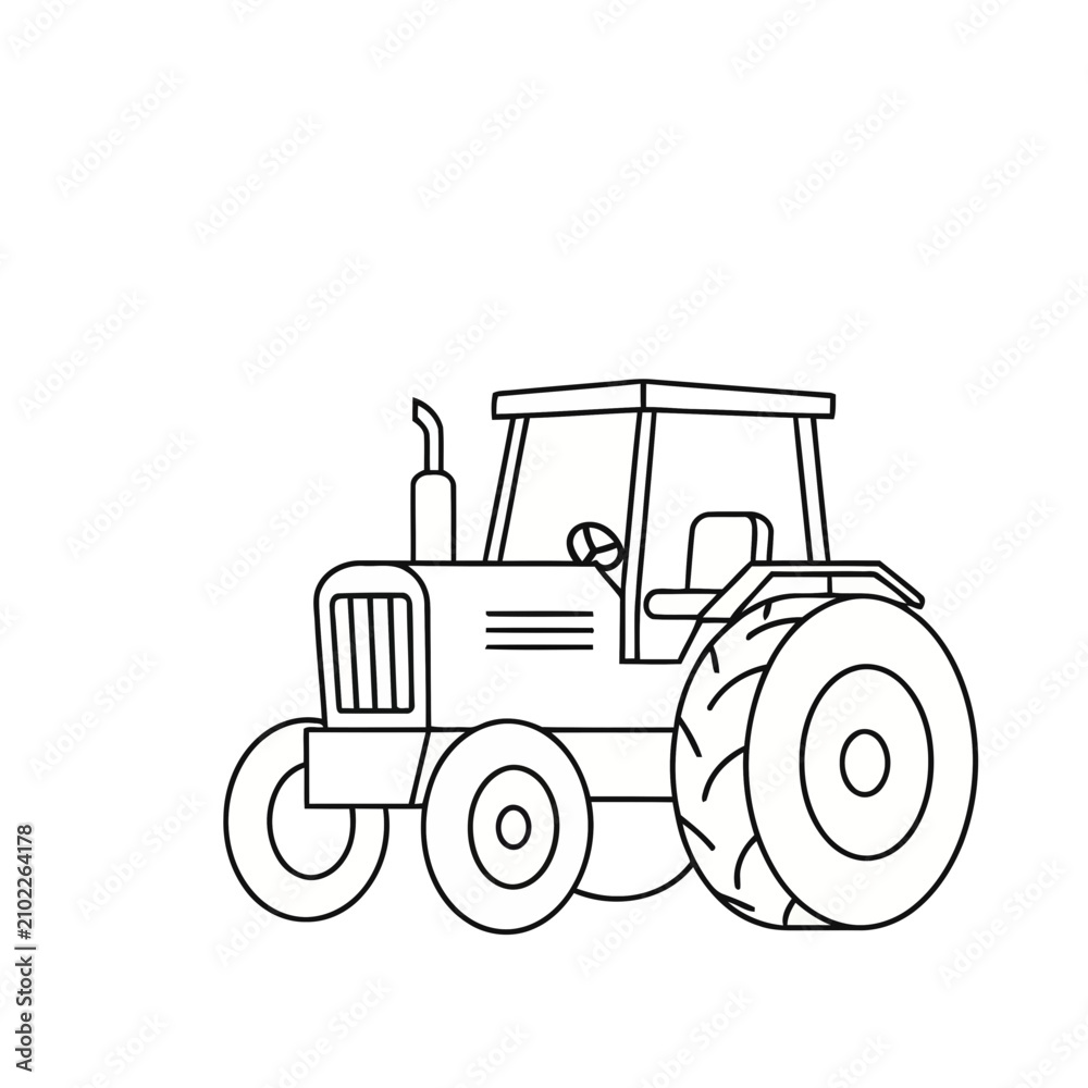 Obraz premium Line art tractor illustration