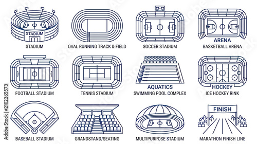 Tableau sur toile Sports Venue Icons Set
