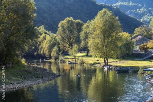 Landscape on the river Crnojevic near Rijeka Crnojevica, Montenegro