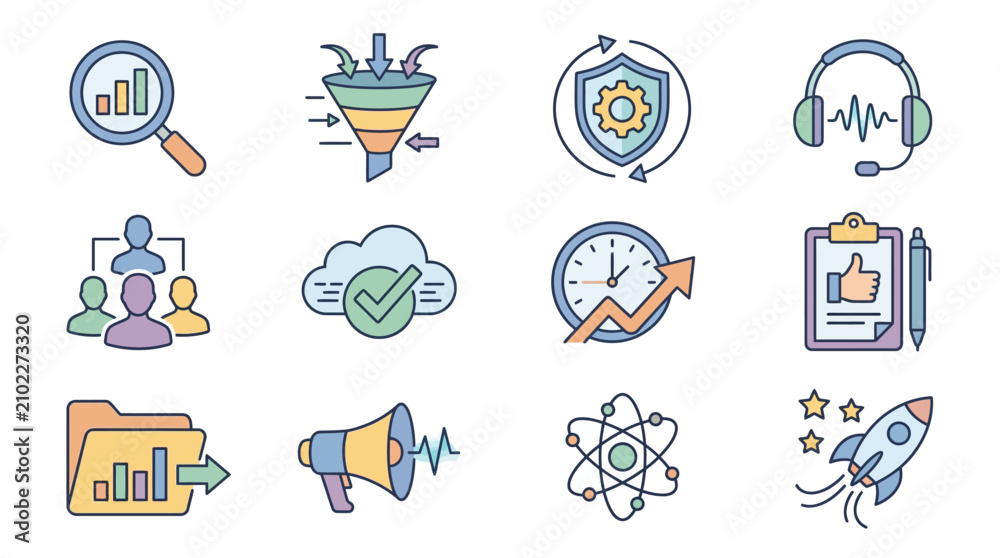 Fototapeta premium Business icons for marketing and technology.