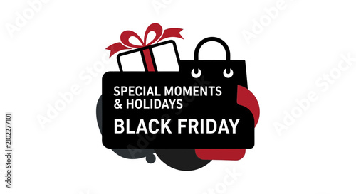 Black Friday shopping bag icon.
