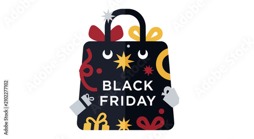 Black Friday shopping bag icon.