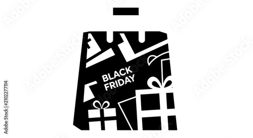 Black Friday shopping bag icon.
