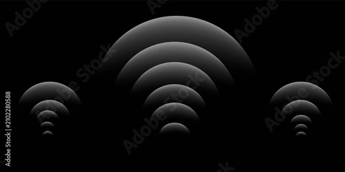 Tableau sur toile sensor waves set icon on grid transparent, ripple white color, sound wave light