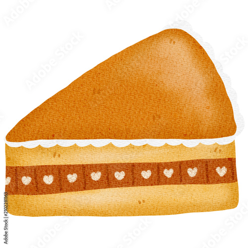 A soft-textured digital illustration of a cake slice featuring a heart pattern layer. Perfect for digital planners, cafe branding, and sweet-themed designs