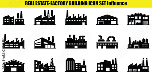 Factory building shapes with rectangular forms and chimney stacks a collection of building exteriors industrial manufacturing plant warehouse buildings architecture exterior structure