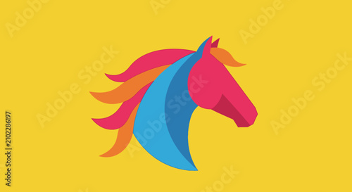 Bild auf Leinwand Vibrant colorful horse head profile vector logo.