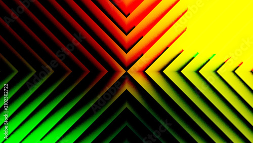 Quadro su tela Green and Yellow Striped Abstract Background with Gradient Lines, Colorful Wave