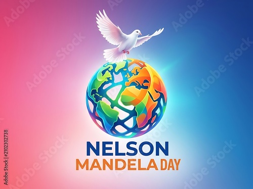 Colorful globe with a white dove perched on top symbolizing peace and unity celebration event