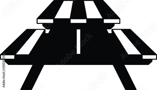 Picnic table park furniture icon with furniture recreation relaxation structure landscape monochrome silhouette activity environment communal