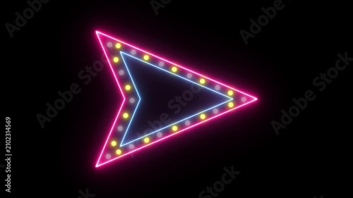Neon entertainment sign, vintage retro night light, cafe bar