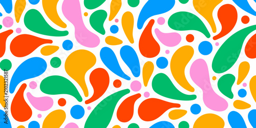 Cuadro en lienzo Colorful Fluid Blob Pattern On White Background