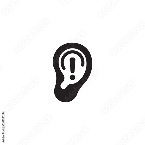 Black ear with infection symbol medical