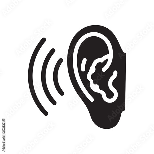 Black ear with infection symbol isolated