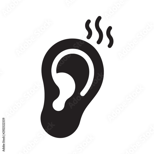 Black ear with red steam lines symbol