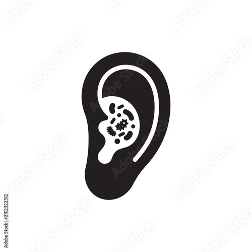 Black ear with white microorganism inside