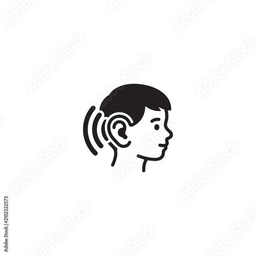 Child with hand on ear, ear pain black