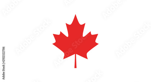 Canvastavla A bright red maple leaf illustration isolated on a clean white background