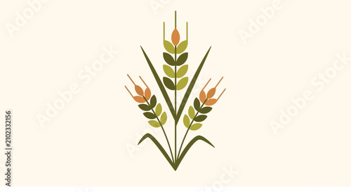 Stylized ears of wheat on a neutral background