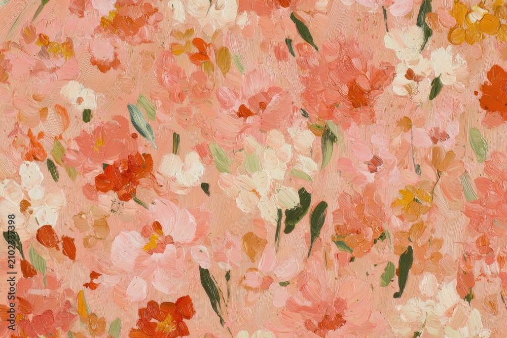 Obraz premium Soft peach floral abstract painting with romantic pastel blossoms